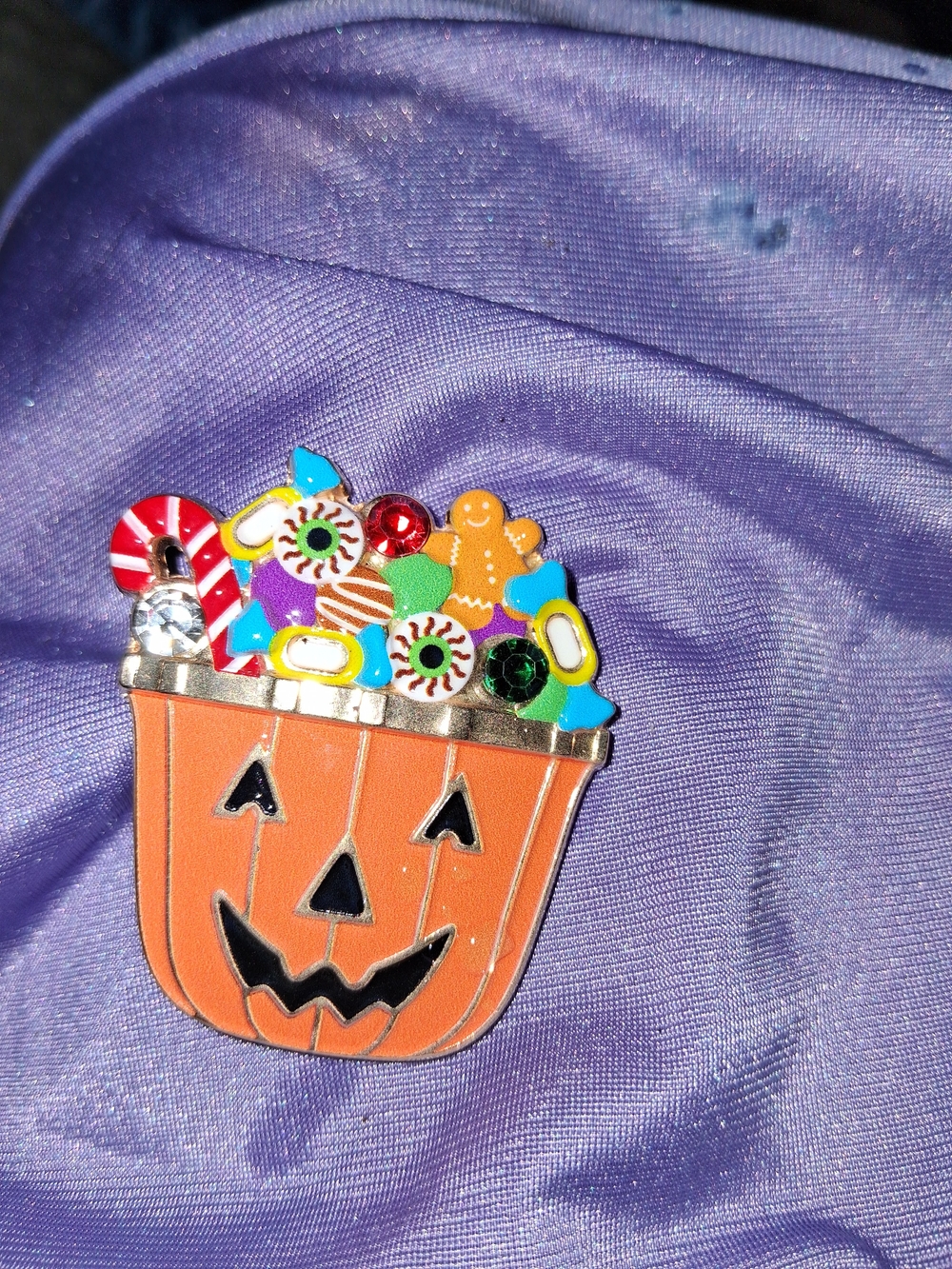 Halloween Pumpkin Candy Brooch - Orange Jack-O'-Lantern